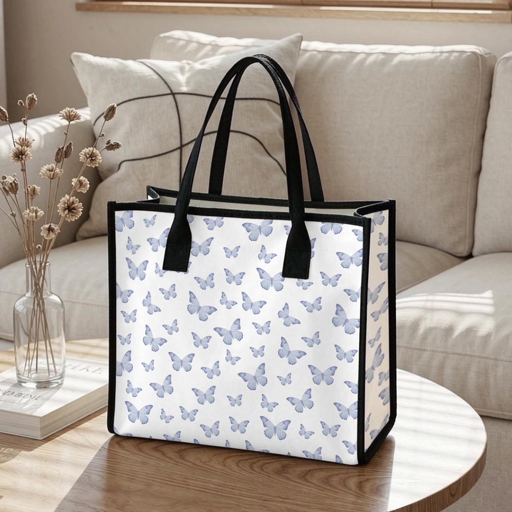 Butterfly Pattern Tote Bag Casual Large Capacity Handbag for Daily Use