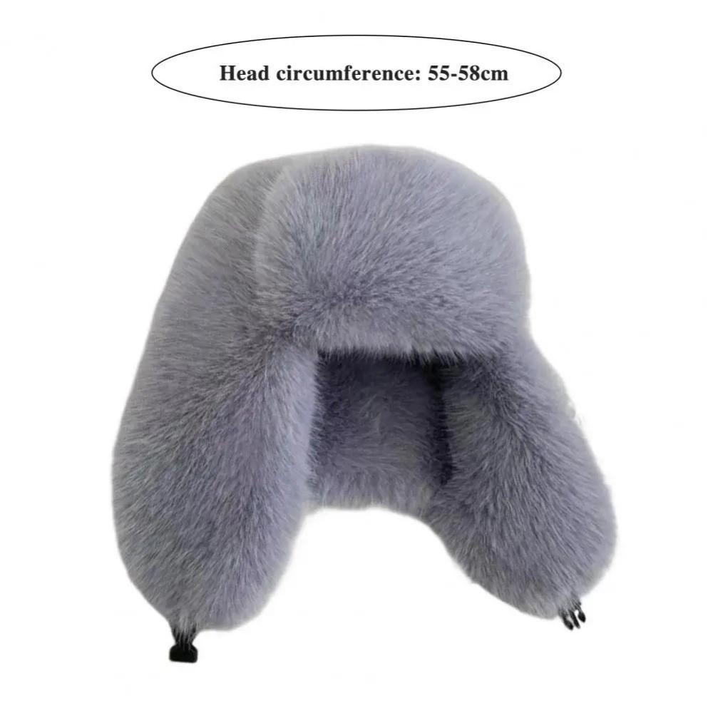 Faux Fur Earflap Cap Thickened Ear Protection Hats Fashion Bomber Hat  Cycling Skiing