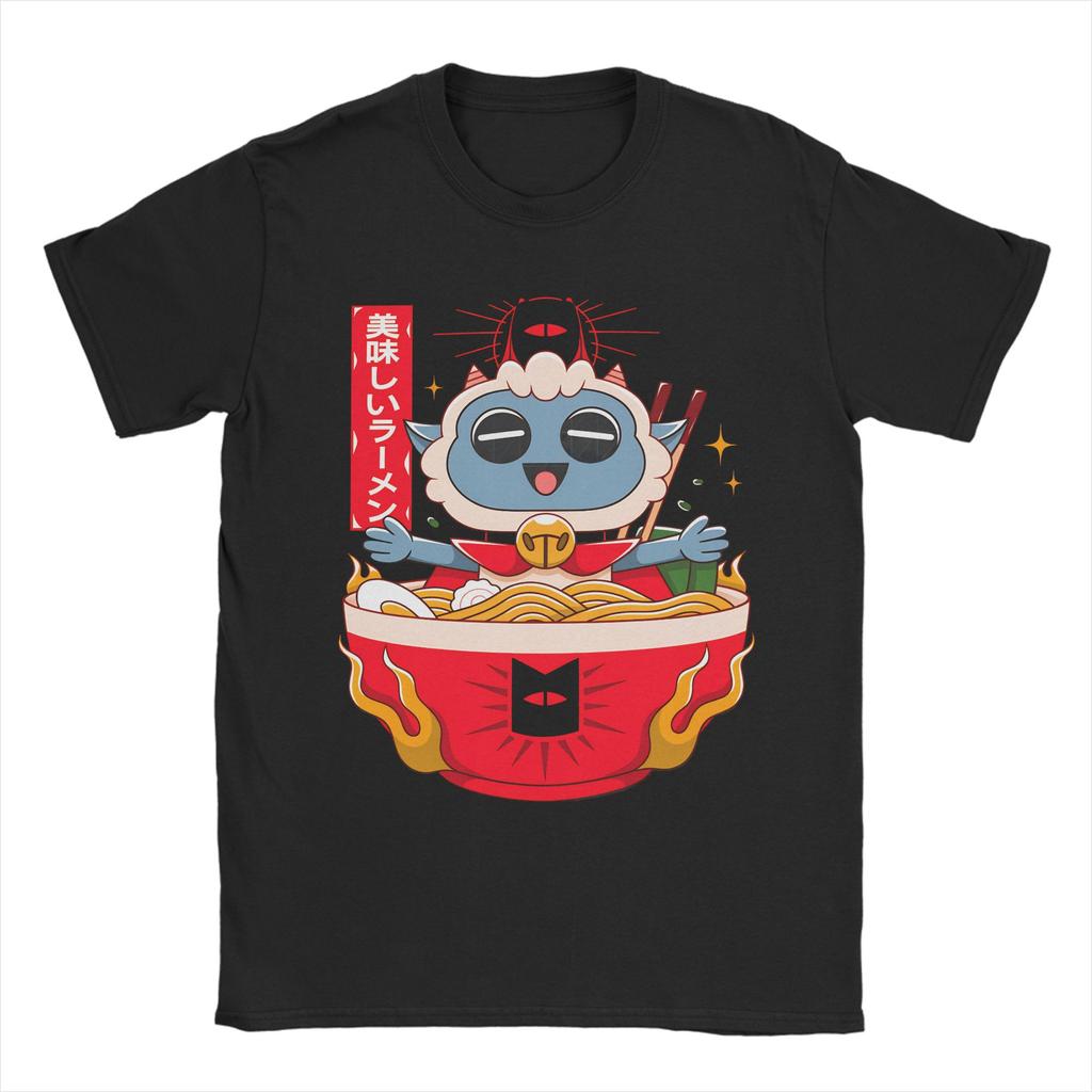 Ramen Cult of the Lamb TShirt Summer Novelty TShirts Men 100 Cotton ONeck Oversize Clothing Short Sleeves Vintage Tshirt