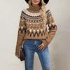 Autumn Winter High Neck Loose Knit Sweaters Retro Striped Patchwork and Contrasting Colors Sweaters
