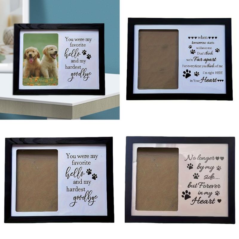 Wood Photo Frame Pet Memorial Pictures Frame with Dog Cats Photo Holder Sympathy Gift Photo Sign Home Desktop Decors