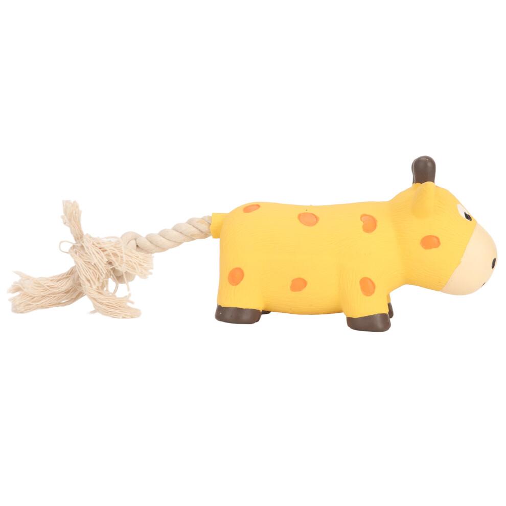 Grunting Latex Dog Toy Interactive Boredom Relief Bite Resistant Squeaky Squeeze Dog Toy with Cotton Rope Tail