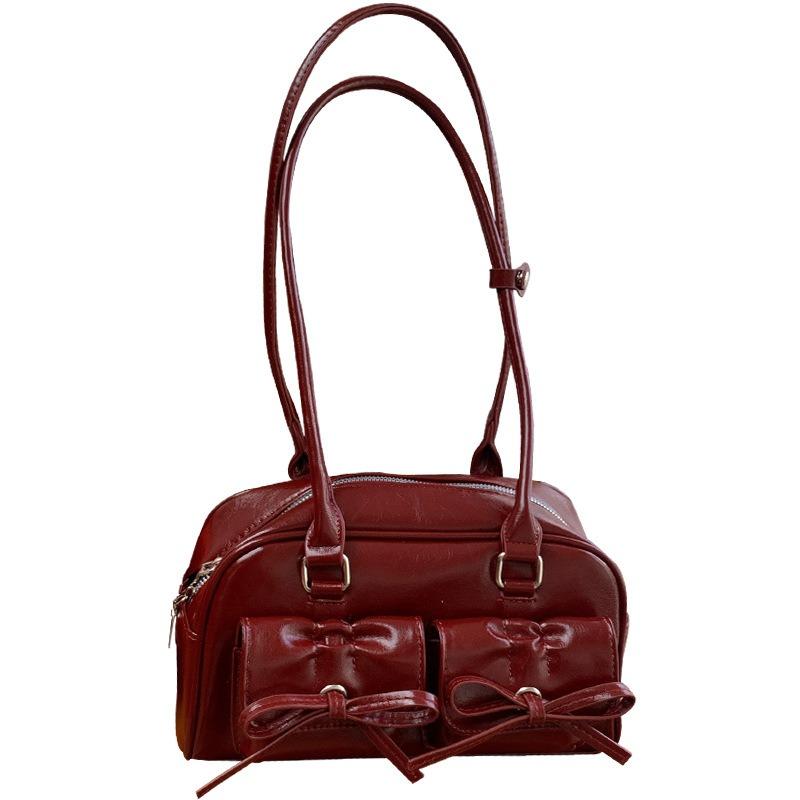 Bow One-shoulder Underarm Bag for Women New Style Portable Pillow Bag Bowling Bag Fashionable Commuter Bag