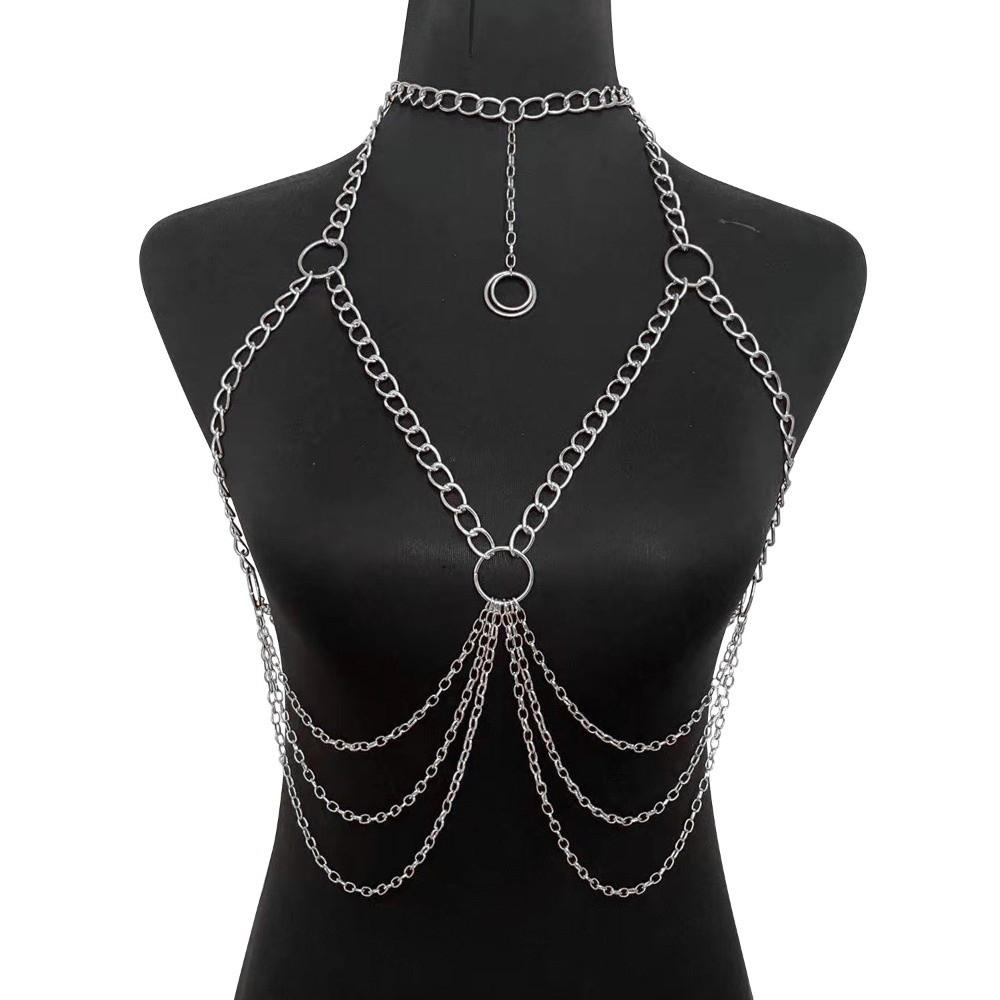 Multi-layer Women Body Chain Metal Bra Body Jewelry Trendy Bikini Waist Chain  Costume Accessories