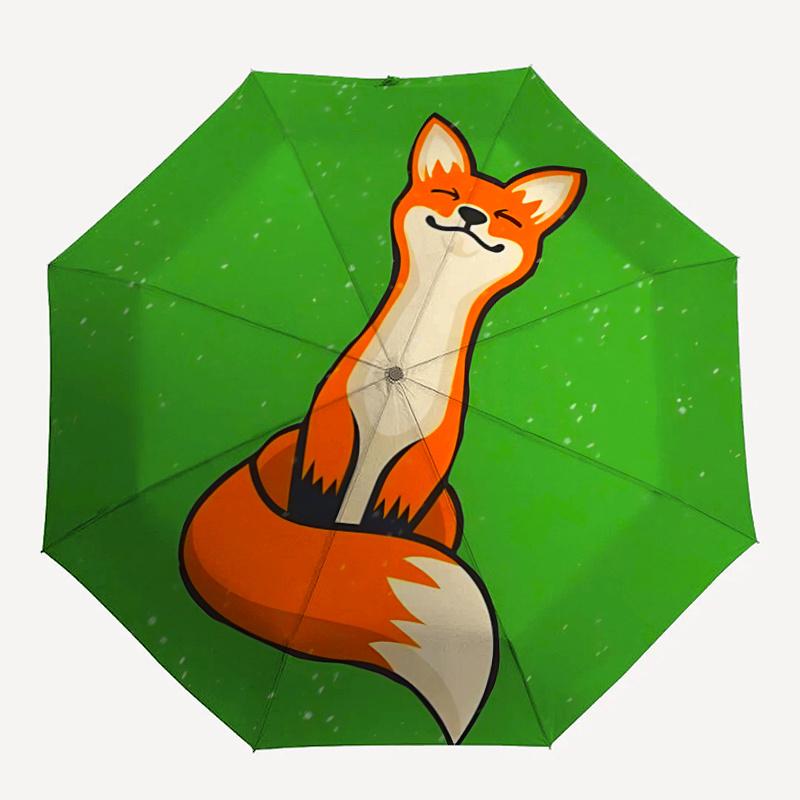 1pc Fox Winter One Umbrella a Plastic Hle, Compact Stylish, with a Vibrant Cartoon Pattern, Perfect Home, Travel