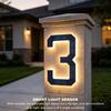 LED Solar House Number Light, IP44 Waterproof Outdoor Glowing Address Signs, Illuminated Address Plaque for Home Hotel Office
