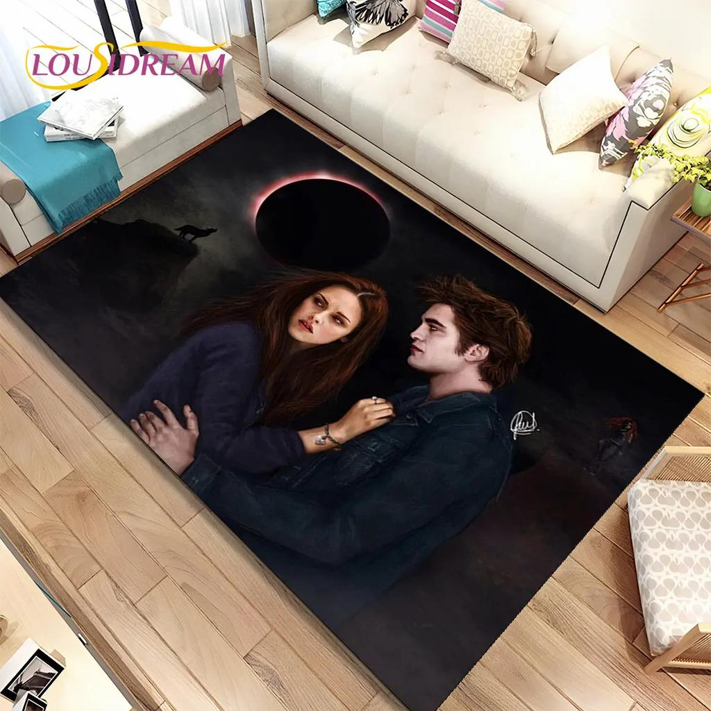 Tapete de Área Impresso em HD Saga Crepúsculo Grande, Tapete para Sala de Estar Quarto Sofá Capacho Decoração, Tapete de Chão Antiderrapante para Crianças