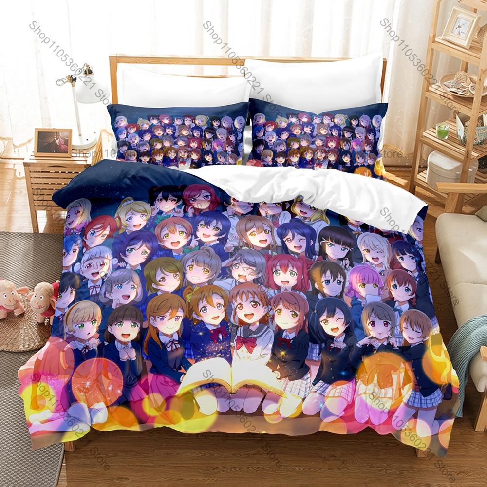 Cool Personality Love Live! School Idol Project New Bedding Set For Anime Fans Duvet Cover Set Bed Linen Home Dorm Room Decorati