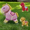 4D Cartoon Foil Balloons Horse Stand Walking Balloon Birthday Party Decoration With Wheel For Kids Baby Shower