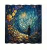Enchanted Spiral Path Print Waterproof Shower Curtain for Bathroom, Fantasy Floral Design High-End Toilet Partition Curtain