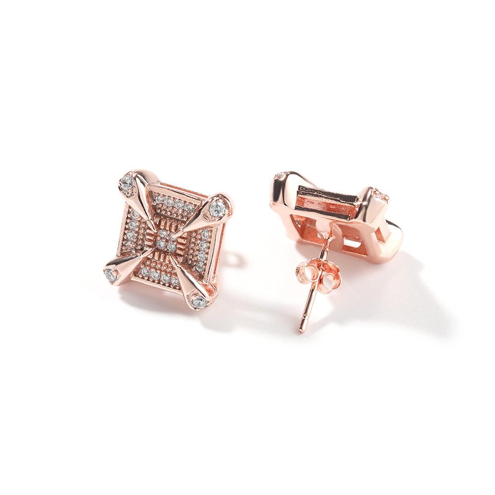 

Hot-selling dragon claws, square zircon stud earrings, fashionable retro design, hip-hop earrings, one piece for delivery. рожевий колір золота