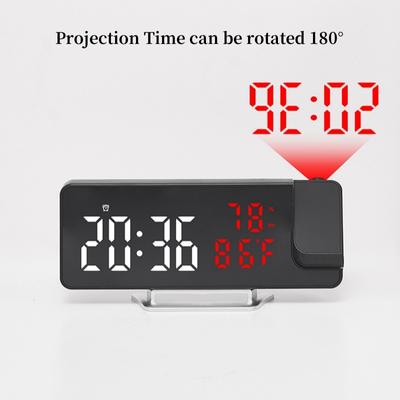 180° Rotation Digital Projection Alarm Clock TEMP Humidity Date Night Mode Snooze Table Clock 12/24H ℃/℉ USB Powered LED Clock