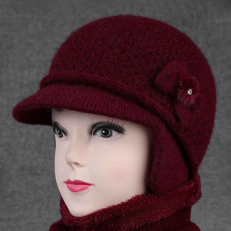 Hat Ladies Ear Protector Warm Wool Hat Winter Grandma Fleece Cold Hat