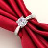 Elegant Classic Real   CopperFinger Rings Jewelry Crystal Cubic Zircons 4 Claws Women Wedding Anillos