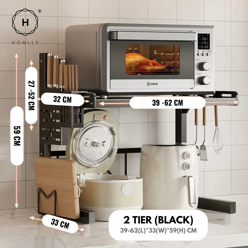 Homlly Codii Expandable Storage Microwave Oven Rack Shelf 2 TIER (BLACK)  4 FREE GIFTS
