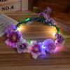 1PC Flower Headband Led Lights Hair Hoop Double-Sided Silk Floral Crown for Women Hair Headband Glowing Garland Light Up