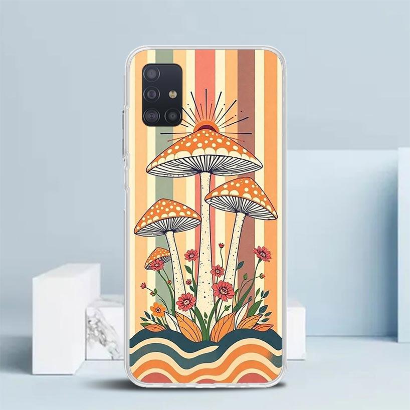 Boho Hippy Mushroom Sunrise Soft Cover for Samsung Galaxy A12 A22 A32 A52 A72 A02S Phone Case Note 20 Ultra 10 S10 Plus A51 A71