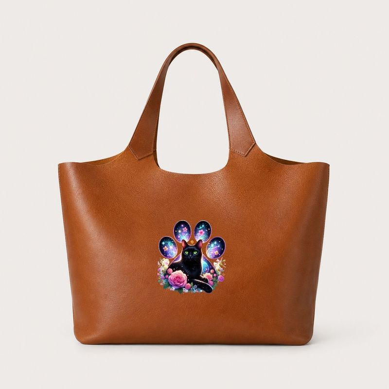 Women s Tote Handbags Cat Paw Floral Print Top Handle Shoulder Carry Whimsical Animal Pattern for Office Commute, City Walk, Weekend Trips 1pc