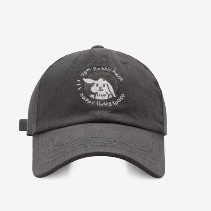Peaked Baseball Cap Hat Rabbit Embroidery Pattern Uv Protection Unisex Design