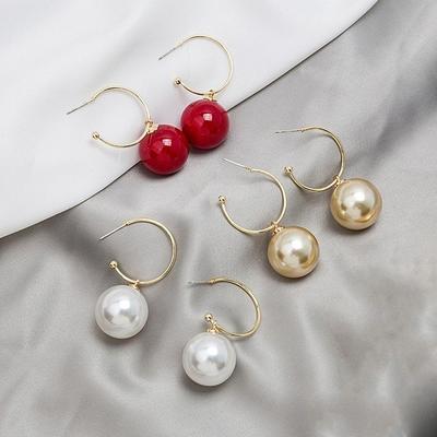 Exaggerated Artificial Large Pearl Simple Drop Earrings For Women