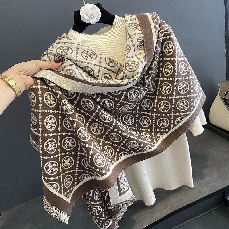 Scarf Women's Winter Classic New Versatile Lengthened Imitation Cashmere Shawl Thickened Fashion Letter Warm Scarf