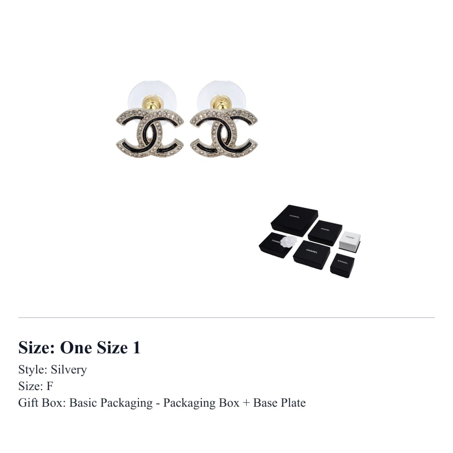 CHANEL Stud Earrings Unisex Silver AB-25B-078