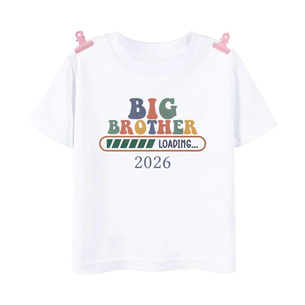 Zum großen Bruder/zur großen Schwester 2026 befördert Gedrucktes Kinder-T-Shirt Kinder Sommer-Outfit Kurzarmhemden Baby-Ankündigungs-Kleidung