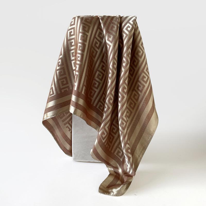 Imitation Silk Scarf for Women  Solid Color Printed Scarf  Scalp  Shawl Scarf