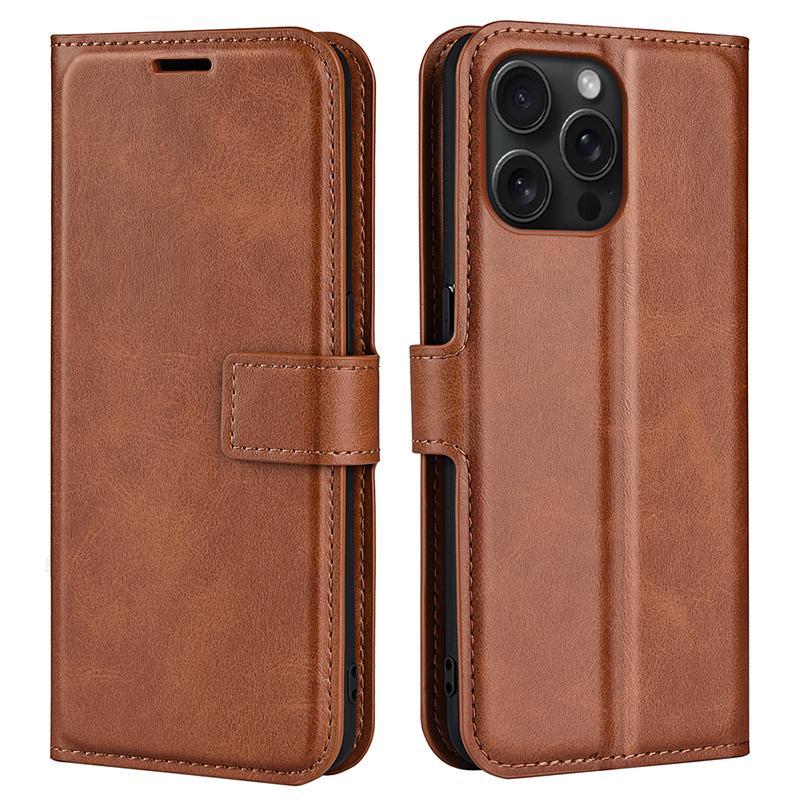 For iPhone 16 Pro Case Magnetic Clasp Calf Texture Flip Leather Phone Cover