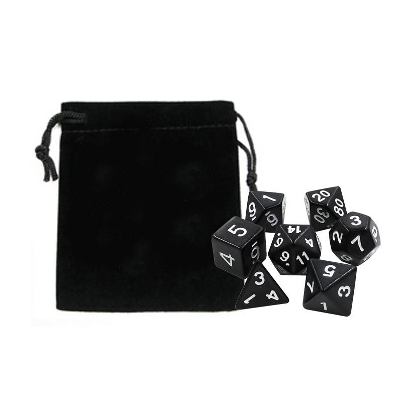 7pc/lot DND Dice Set with Velvet Dice Bag D4,D6,D8,D10,D10%,D12,D20 Colorful Accessories for Board Game,DnD, RPG GYH