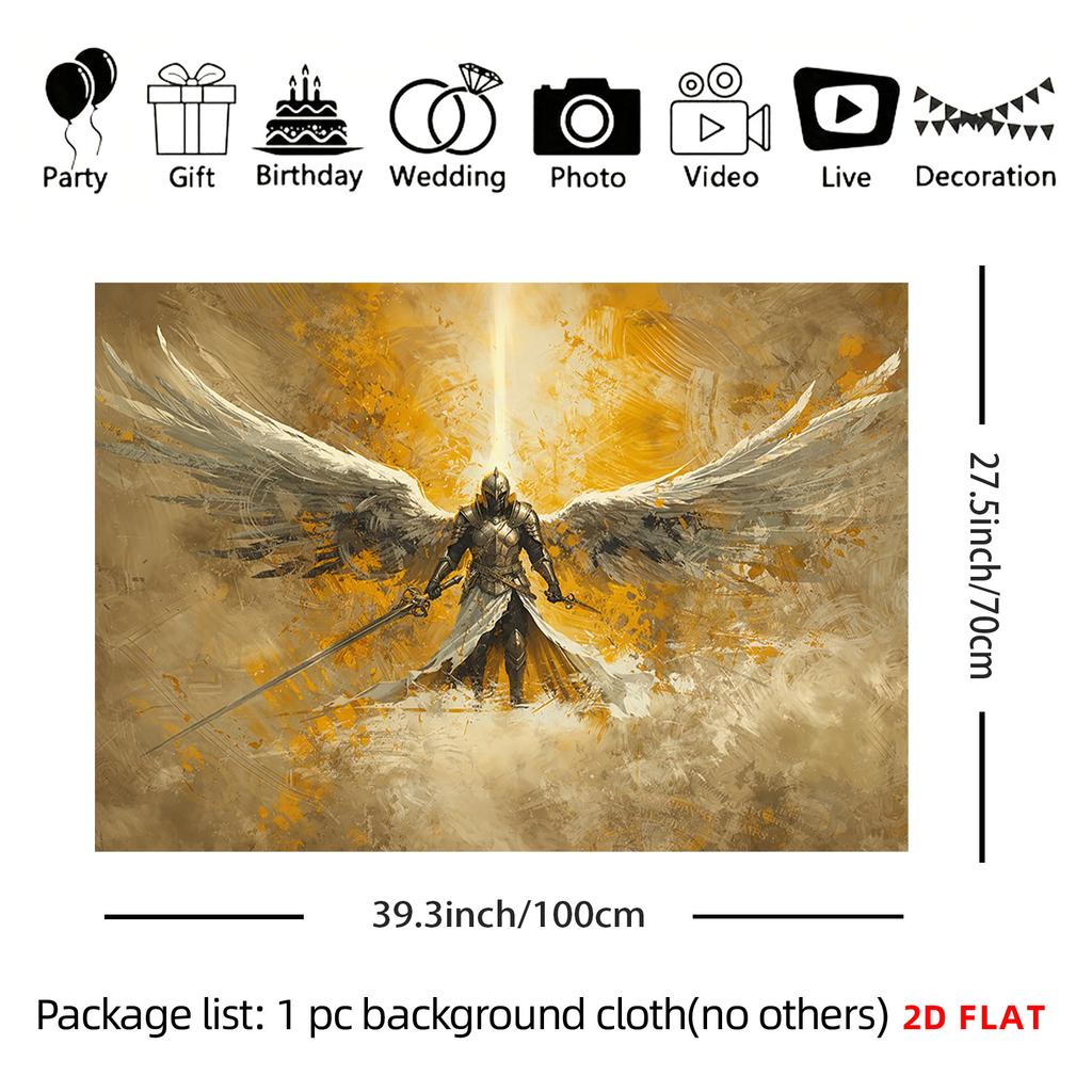 2D Flat 2D Flat Print 1 Large Size/ Pattern Print Tapestry Angel Gold For Room Wall Decor Scene Living Room