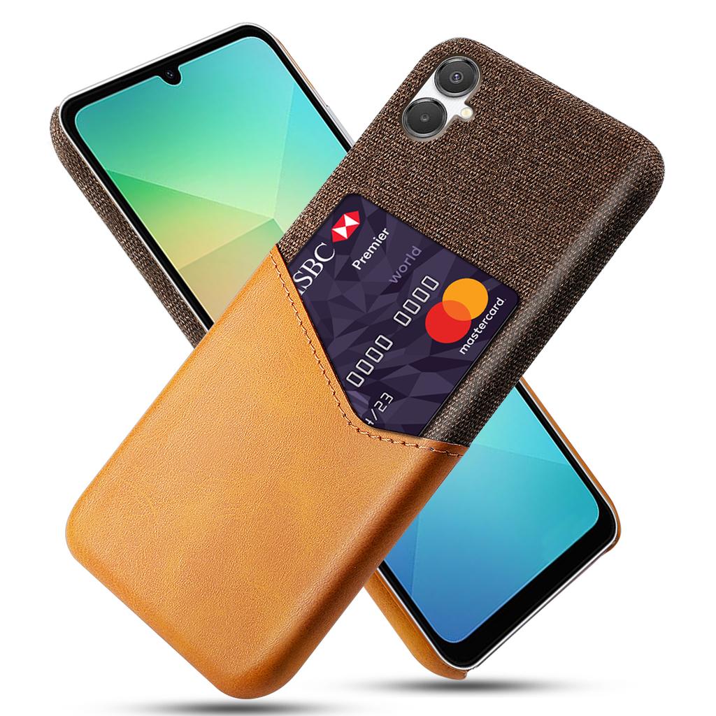 For Samsung Galaxy A07 4G Case PU Leather Cloth Texture Hard PC Phone Cover with Card Holder