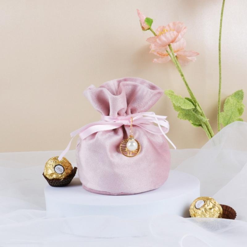 10Pcs Velvety Cloth Drawstring Bag Wedding Gift Wrapping Pouches Birthday Party Treat Bag For Candy Chocolate Jewelry