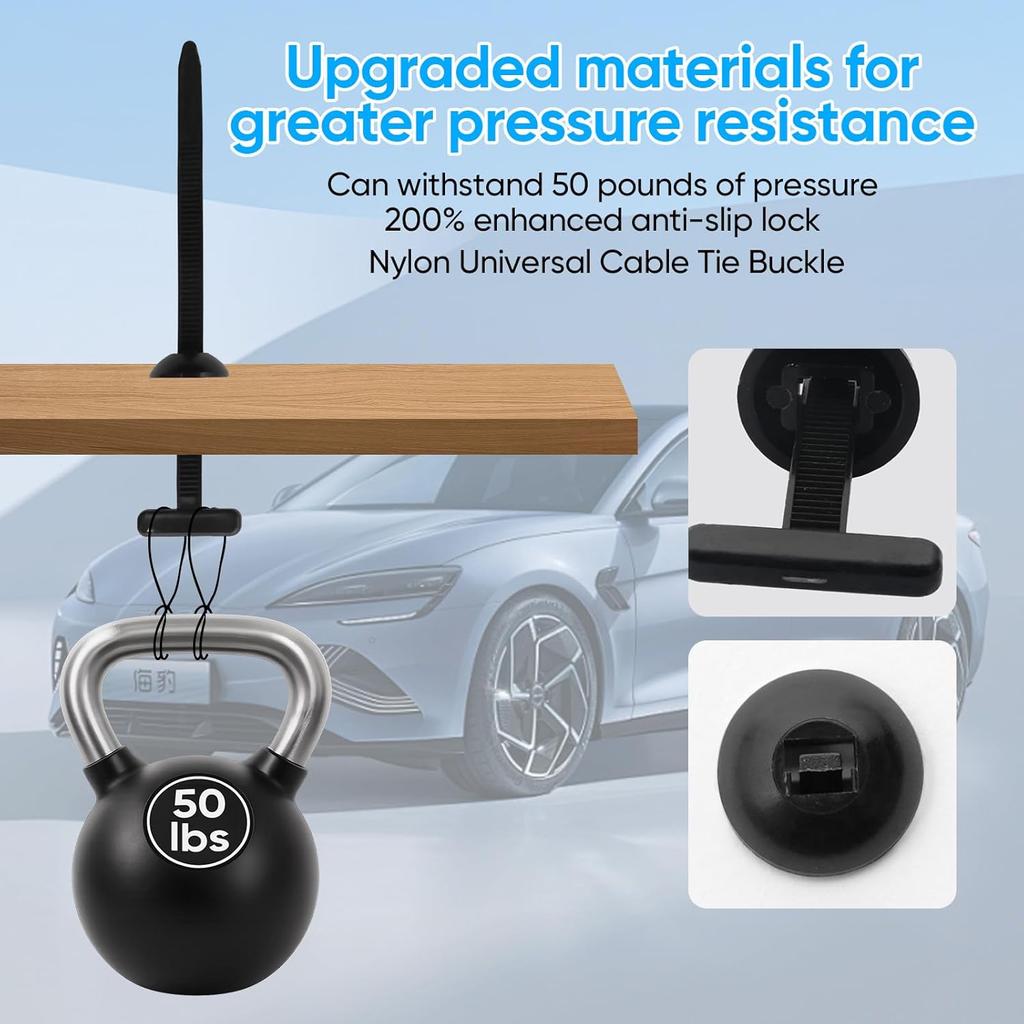 150 Pcs Multifunctional Universal Cable Tie Buckle, Heavy Duty Self-Locking Zip Ties Holder, Snap-Fit Nylon Fastening Clip For Car Repairs, Wire