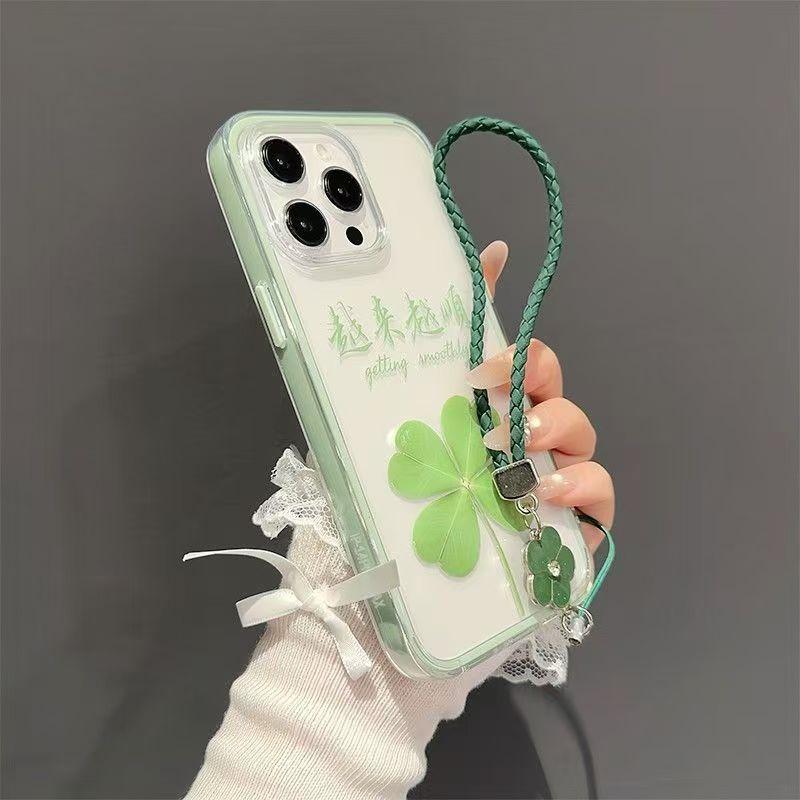 Green Four-leaf Clover for Apple 17PRO Huawei MATE80 Honor 500vivo Xiaomi 17OPPO Mobile Phone Case