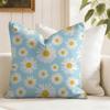 Daisy Pattern Cushion Cover Natural Linen Pillow Cover DoubleSided Print Cushion Cover for Sofa Home Decor