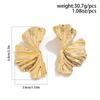 Exaggerated metal ginkgo biloba stud earrings, trendy girl sweet cool wind shell pattern earrings