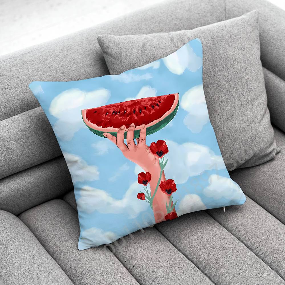 Watermelon P-PalestineS-F-Flagjpg Throw Pillow Case For 55x55cm 40x40cm 45x45cm 50x50cm 30x30cm Square Office Pillowship Cover