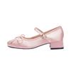 Pink, spring new doll round head Mary Jane women's high heels thick heel, versatile girl cute single shoes student