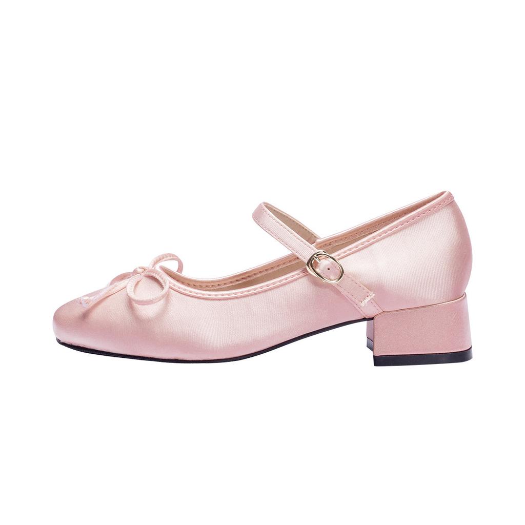 Pink, spring new doll round head Mary Jane women's high heels thick heel, versatile girl cute single shoes student