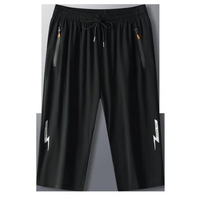 Men's Quick-Dry 3/4 Length Running Shorts - High Elastic, Ice Silk, Breathable, Summer Sports & Casual Wear.
