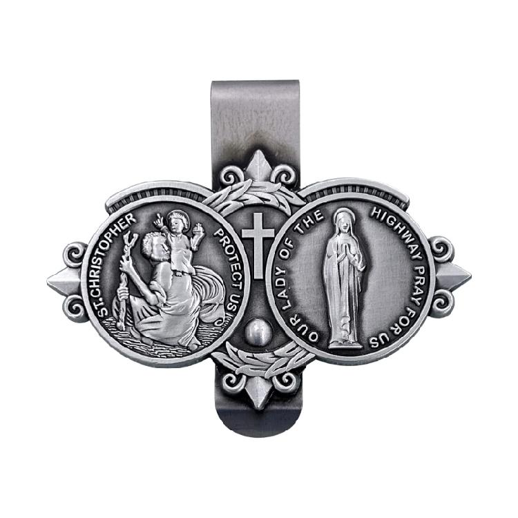 Catholic Enamel Pin Button Badge Christian Saint Car Visor Clip Medals Pin for Safe Journey Travel Blessing