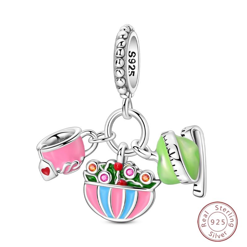 Sweety Copper Cake Poodle Crown Flowers Lover Luminous Charms Beads Fit 3Mm Bracelets Diy Fine Jewelry Making