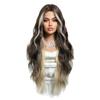 28in Long Wavy  Wigs Natural Highlight Platinum Heat Resistant Synthetic Fiber Women Body Wave Curly Wigs for Christmas Daily Party Daily Used