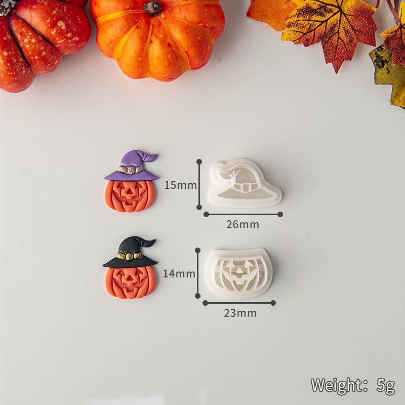 Halloween Series Cartoon Elements Soft Pottery Polymer Clay Cutter Mold Pumpkin Skull Shape DIY Earring Pendant Crafting Tools