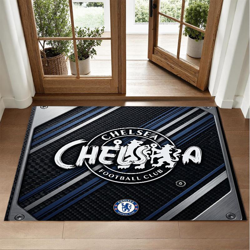 Chelsea FC Design Crystal Velvet Rug Soft Decorative Mat for Bedroom Entrance