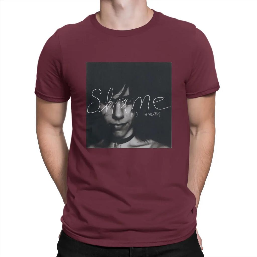 Shame T Shirt for Men Pure Cotton Novelty T-Shirts Round Collar PJ Harvey Tee Shirt Short Sleeve Tops Printed