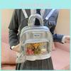 Cute Ins Style Transparent Baji Grid Backpack With Arcshaped Shoulder Straps For School And Casual