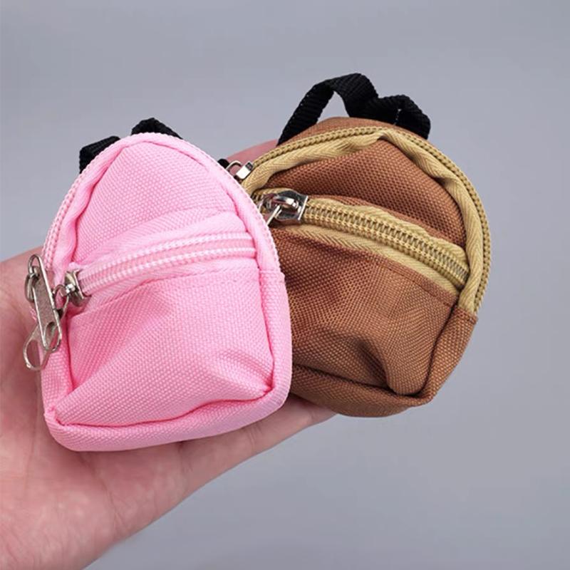 Doll Miniature Bag Toys For Bjd Dolls Zipper Backpack Cute Flower Schoolbag Dollhouse Decor Rucksack Dolls Clothes Accessories