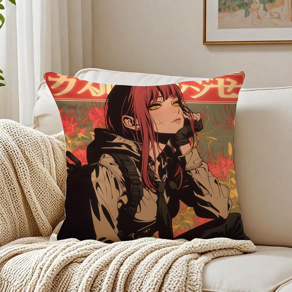 anime violent CChainsaw MMan Cushion Cover Pillowcase Antidustmite living Room Sofa Decor Cushion Room